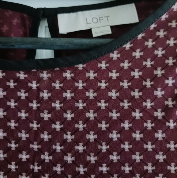 Loft top size M, black, burgundy, and white pattern - Picture 3 of 3